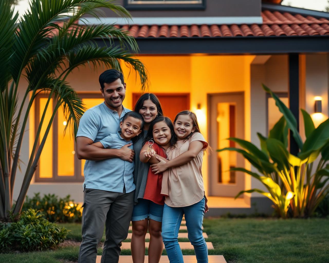 Familia disfrutando su nuevo hogar